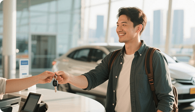 Car on highway at sunset